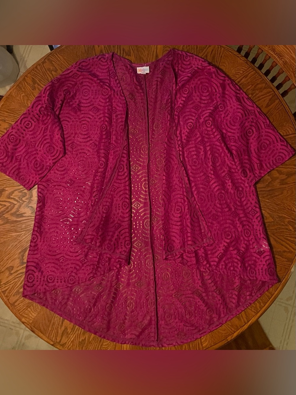 LuLaRoe Blackberry Lace Lindsay Kimono Size M(10-18)